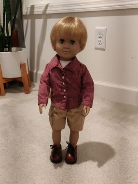 Vintage Our Generation Male Doll Jack Red Plaid Shirt &Tan Shorts Y2K Cottagecor